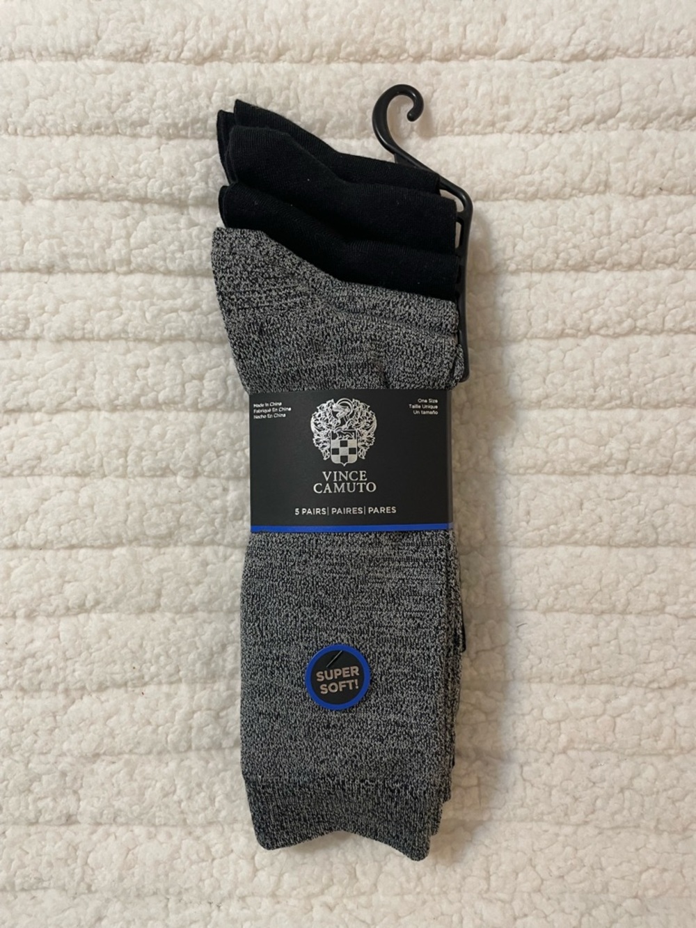 Vince Camuto Men’s Black and Gray Crew Sock 5-Pack